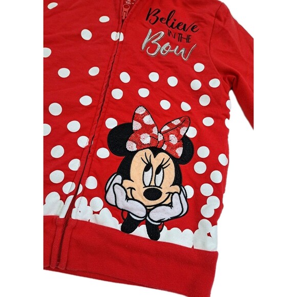 Disney Minnie Mouse Believe in the Bow Full Zip Red Hoodie Girl's Medium - Picture 3 of 10